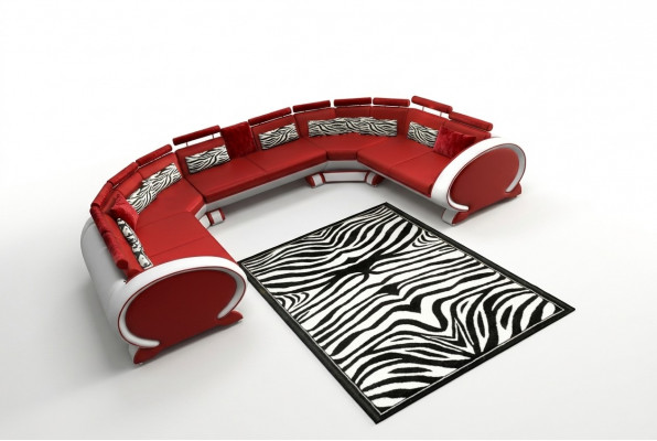 Ledercouch mat USB Polstersofa Sofa Garnitur Wunnlandschaft Eckcouch Ecksofa Rout