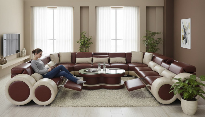 Wunnlandschaft Canapé Couch Polster Sëtz Eck Garnitur Designer Canapé Sofas + USB