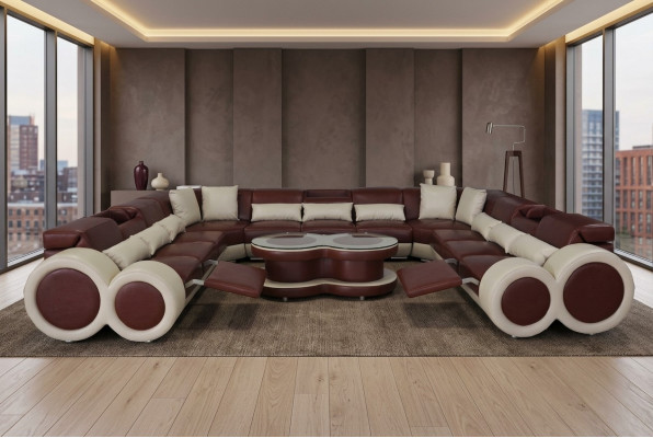 Wunnlandschaft Canapé Couch Polster Sëtz Eck Garnitur Designer Canapé Sofas + USB