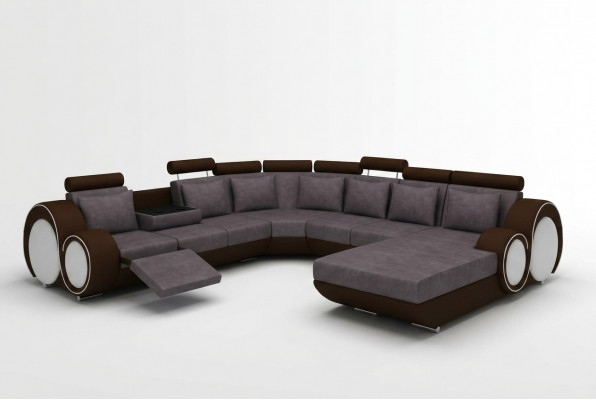 Textil Sofa mat USB XXL Wunnlandschaft Stoff Couch Grouss Polster Sofa U Form Nei