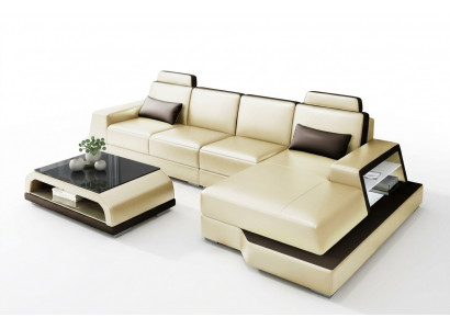 Modern Eckcouch Design Sofa Polster Ecke Wunnlandschaft Lieder Textil Canapé LED