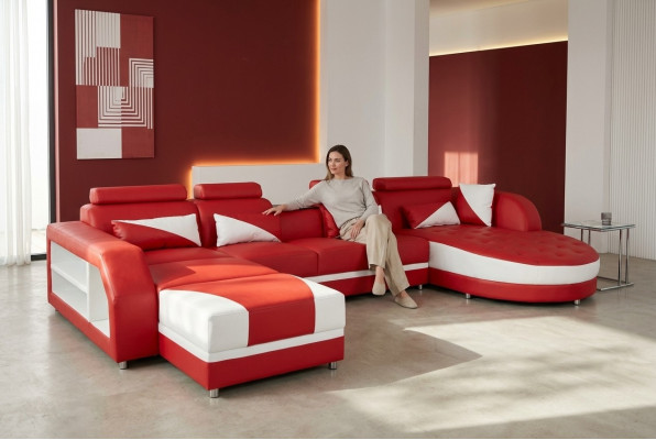 Canapé Eckcouch Design Polster Eckcouch Eckgarnitur Wunnlandschaft Canapé U-Form +USB