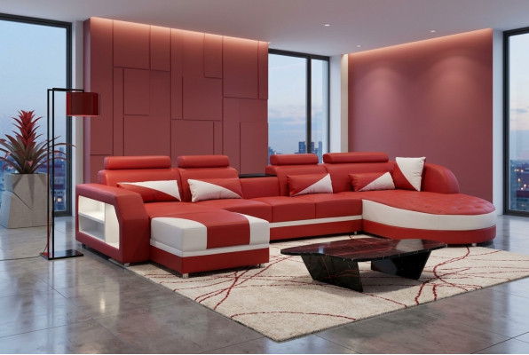 Canapé Eckcouch Design Polster Eckcouch Eckgarnitur Wunnlandschaft Canapé U-Form +USB