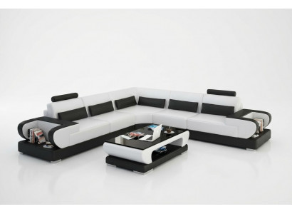 Ledercouch Sofa Wunnlandschaft Eck Garnitur Design Modern Sofa mat USB Eckssofa