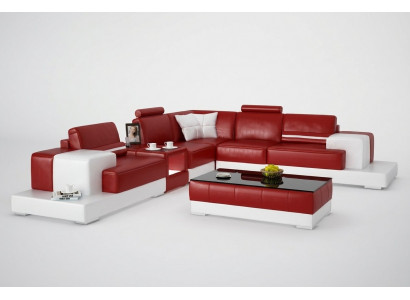Ledersofa Couch Wunnlandschaft Ecksofa Eck Garnitur Design Modern Sofa mat USB Nei