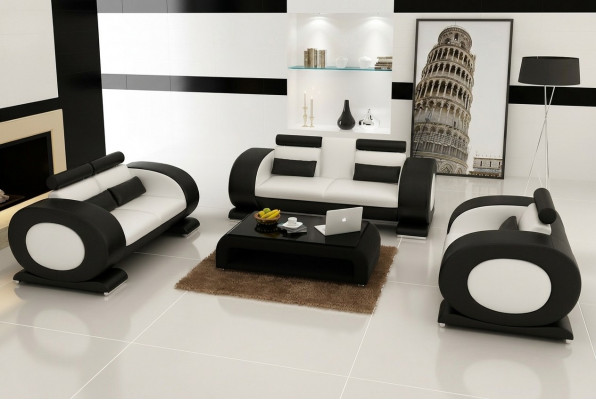 Liederdivan Modern Canapé Wunnlandschaft 3+2+1 Sëtz Garnitur Design Divan mat USB