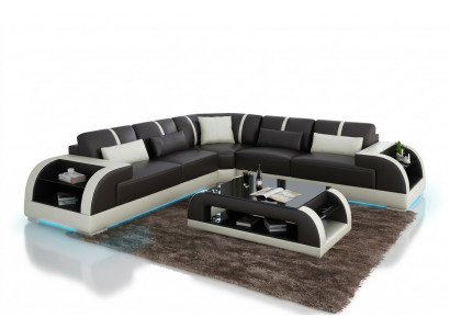 Lieder Canapé Couch Wunnlandschaft Eckssofa Eck Garnitur Design Modern LED USB Canapé
