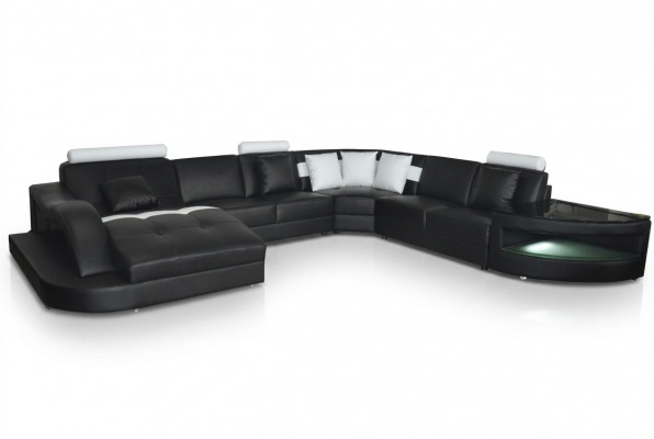 Lieder Sofas Wunnlandschaft Eck Garnitur Design Modern Sofa mat USB L6015 Dësch
