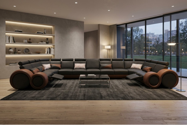 XXL Canapé Grouss Ecksofa Lieder Eckgarnitur Eck Landschaft Polster Wunn U Form +USB