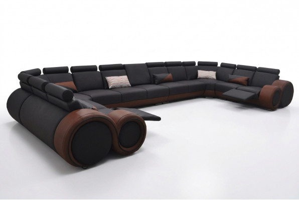 XXL Canapé Grouss Ecksofa Lieder Eckgarnitur Eck Landschaft Polster Wunn U Form +USB