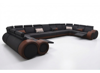 XXL Canapé Grouss Ecksofa Lieder Eckgarnitur Eck Landschaft Polster Wunn U Form +USB