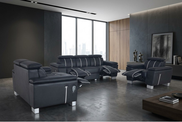 Sofagarnitur Ledergarnitur Canapé Design Sofa Polster Komplett Set 3+2+1 mat USB