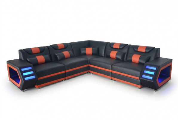 Design Liederpolster Sëtz Ecke Couch Polster Eck Landschaft Wunn-Canapé USB LED