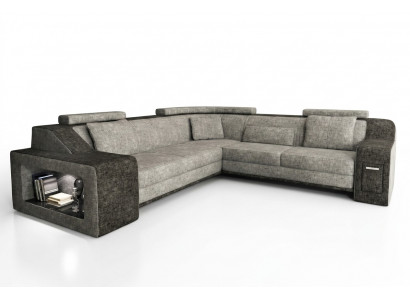 Ecksofa Lieder Textil Sofa mat USB, Polster Wunnlandschaft L Garnitur Sëtz Isching