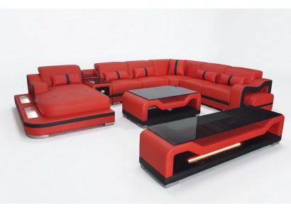 Lieder Canapé Eckcouch Eckgarnitur Wunnlandschaft + RTV + Dësch + USB