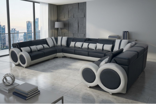Design Wunnlandschaft Lieder Sofa Couch Polster Eckgarnitur Modern Sëtzeck USB