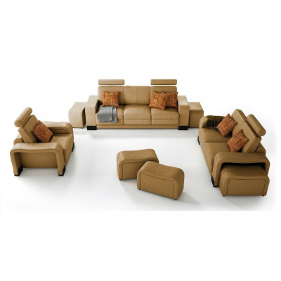 Soffagarnitur Canapé USB Sofa Lieder Garnitur Sëtz Wunnlandschaft 3+2+1 Sëtzer Nei