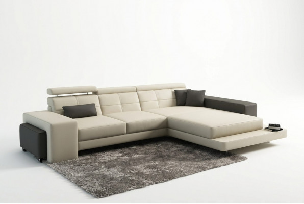 Ecksofa + USB Polster Sofa Wunnlandschaft Sëtz Eck Garnitur Lieder Textil Geroda