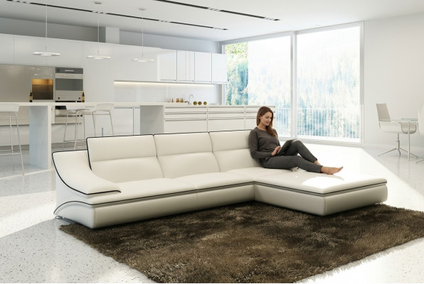 Ledersofa mat USB, Wunnlandschaft Ecksofa Eck Garnitur Design Modern Sofa A1160C