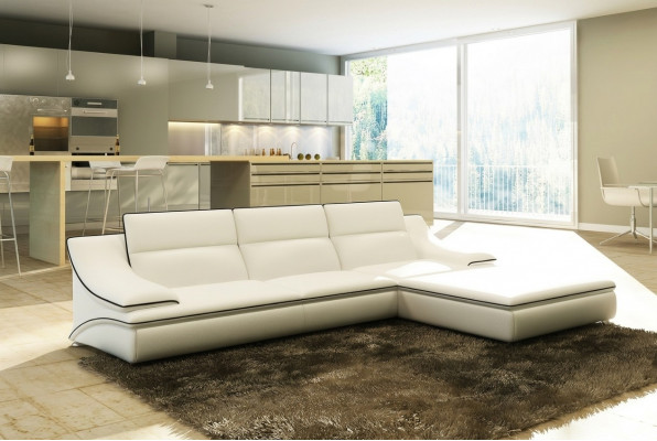 Ledersofa mat USB, Wunnlandschaft Ecksofa Eck Garnitur Design Modern Sofa A1160C