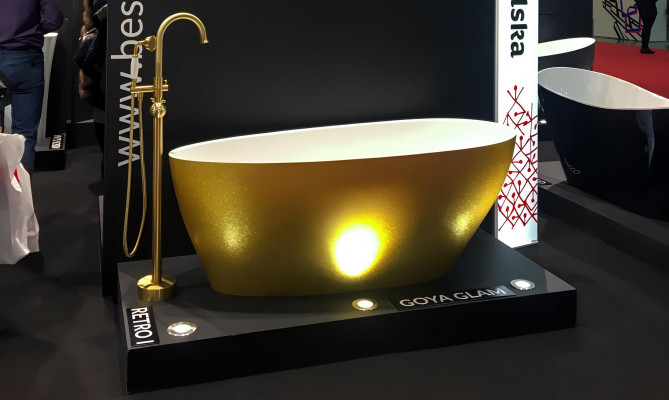 Mischer Fräistéhend Goldene Armatur fräistéhend Armaturen Buedbidden