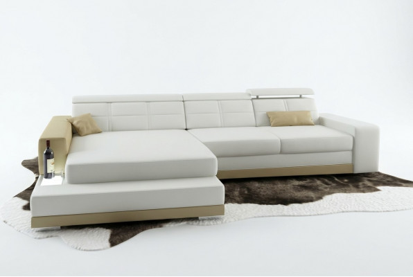 Ledercouch mat USB Wunnlandschaft Eckcouch Eckorganisatioun Design Modern Couch C4010B