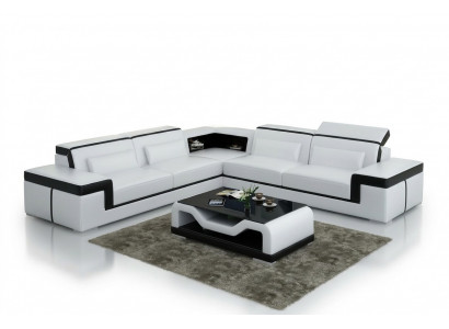 Ledercouch mat USB, Wunnlandschaft Eckssofa Eck Garnitur Design Modern Sofa G8020B