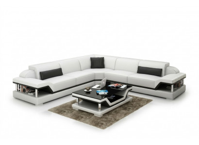Ledercouch mat USB Wunnlandschaft Eckcouch Eck Garnitur Design Modern Sofa G8004B
