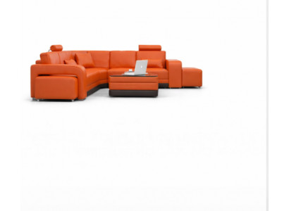 Ledercouch mat USB Wunnlandschaft Eckcouch Eck Garnitur Design Modern Couch F3017B