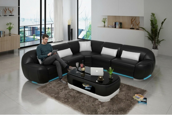 Lieder Canapé Couch Wohnlandschaft Ecksofa Eck Garnitur Modern Sofa USB Moosféierung