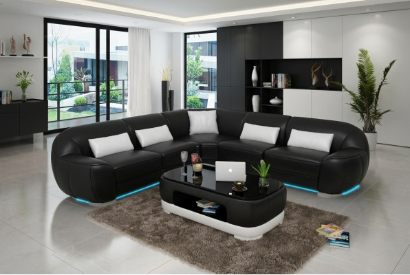 Lieder Canapé Couch Wohnlandschaft Ecksofa Eck Garnitur Modern Sofa USB Moosféierung