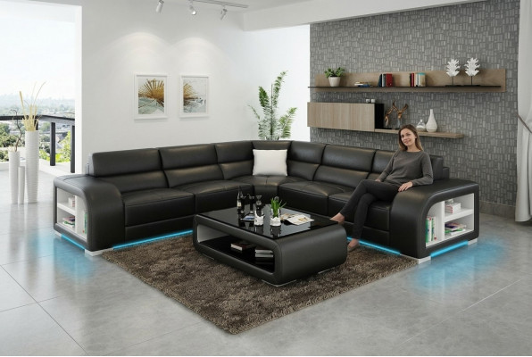 Lieder Canapé Couch Wunnlandschaft Eckcanapé Eck Garnitur Design Canapé USB Moossfäerdegung