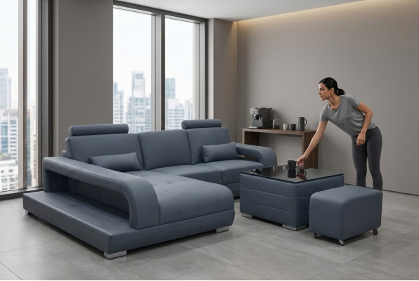 XXL Canapé Eckcouch Lieder Wunnlandschaft Garnitur Design Moderne Canapé L-Form + USB