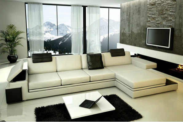 Ecksofa mat USB Canapé Sofa Wohnlandschaft Sëtz Eck Garnitur Lieder Textil PHM88