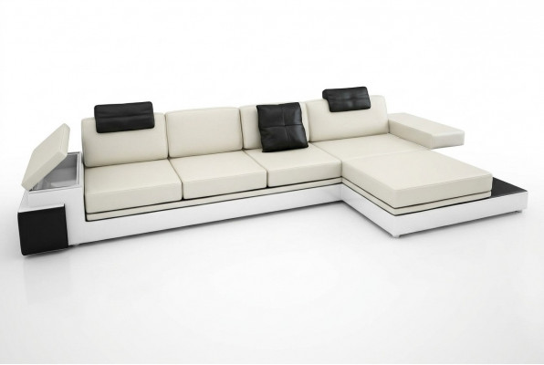 Ecksofa mat USB Canapé Sofa Wohnlandschaft Sëtz Eck Garnitur Lieder Textil PHM88