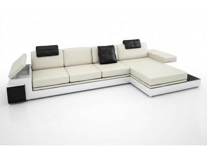 Ecksofa mat USB Canapé Sofa Wohnlandschaft Sëtz Eck Garnitur Lieder Textil PHM88