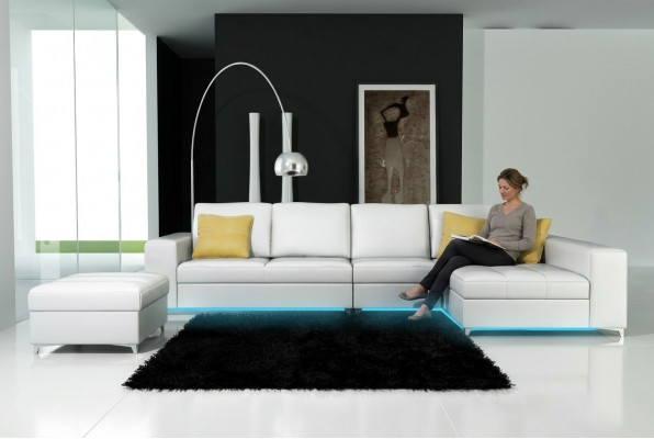 Liederennsofa Sofa Canapé USB Wohnlandschaft Ecksofa Garnitur Design Modern Nei K5005