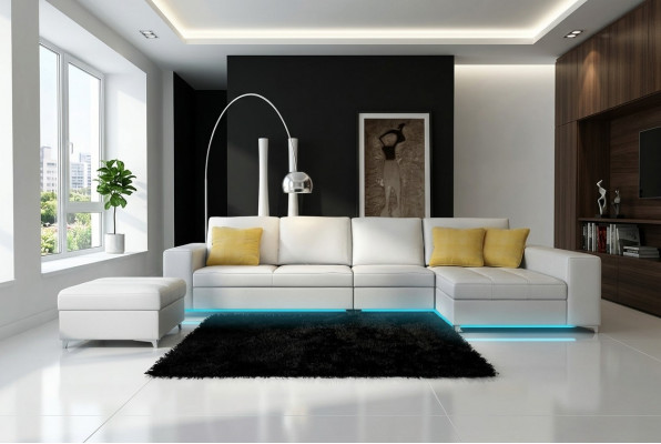 Liederennsofa Sofa Canapé USB Wohnlandschaft Ecksofa Garnitur Design Modern Nei K5005