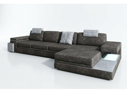 Design Ledersofa Sofa mat USB Polster Wunnlandschaft Eck Garnitur Textil Tachau