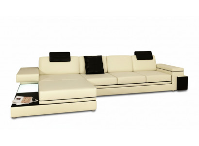 Wunnzëmmer Sofa Ledersofa Polstercouch Sëtzkomplett Modern Beleuchtet LED + USB