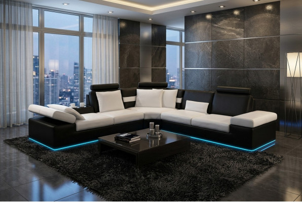 Wunnzëmmer Sofa Lieder-Sofa Sëtzgrupp Modern Multifunktions Couch USB
