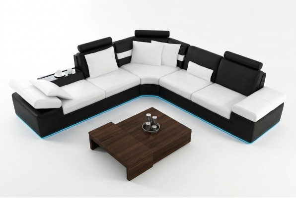 Wunnzëmmer Sofa Lieder-Sofa Sëtzgrupp Modern Multifunktions Couch USB
