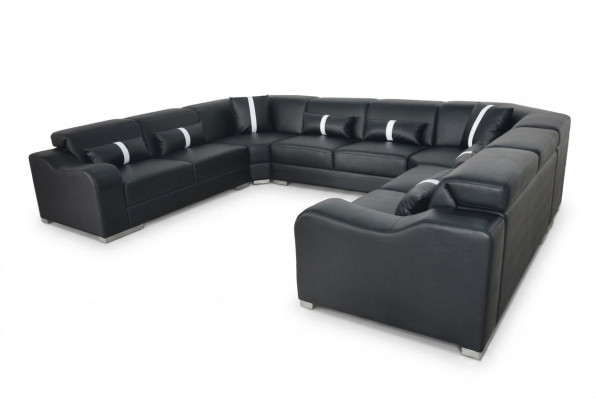 Leder Sofa Canapé USB Këssen Eck Garnitur Modern Wunnlandschaft U Form Design