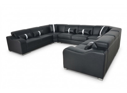 Leder Sofa Canapé USB Këssen Eck Garnitur Modern Wunnlandschaft U Form Design