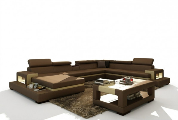 Ledersofa Sofa Ecksofa U-Form Canapé Wohnlandschaft Designer Sëtzeck LEONARDO-B