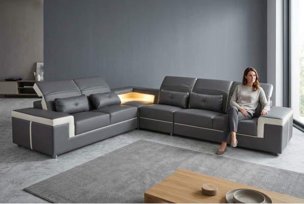 Canapé Eckcouch Polster Wohnzëmmer Design Eckcanapé L-Form Wunnlandschaft USB + LED