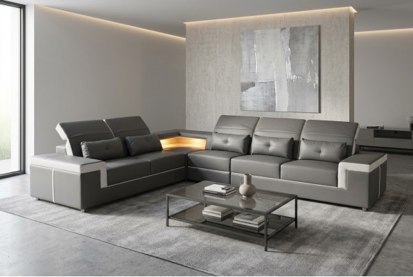 Canapé Eckcouch Polster Wohnzëmmer Design Eckcanapé L-Form Wunnlandschaft USB + LED