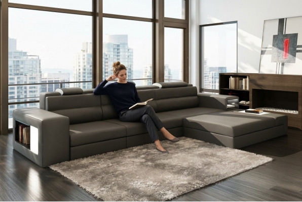 Design Canapé Sofa Canapé Polster Ecksofa Garnitur Wohnlandschaft Lieder Canapé Haid -G