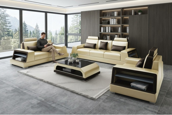 Design Couch Sofa Garnitur Polstersofas Couchen Sëtz Garnituren Nei 3+1 Sëtzer