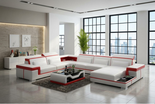 Zäitgeméiss Sitzeck Liederdivan Polster Eckgarnitur Ecksofa Canapé Wunnlandschaft +USB